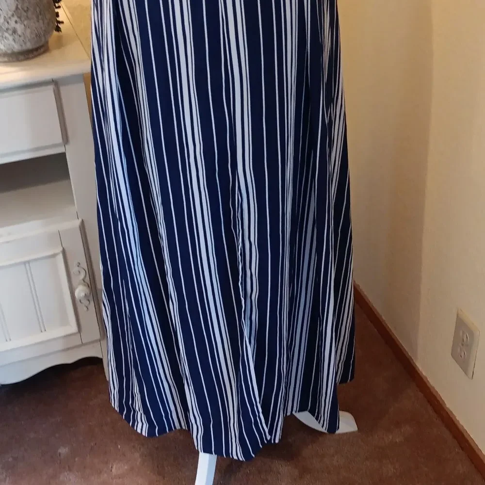 Zaful Navy and White Striped Maxi Dress. Nautical. Festival. Beachy.